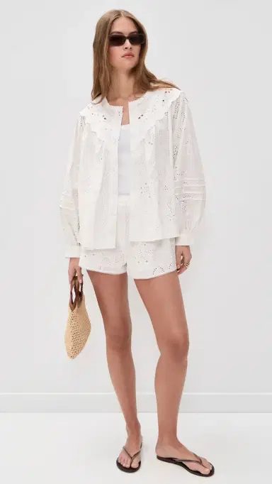 Bailey Rose Eyelet Mini Shorts Off White | Thumbnail 5 Bailey Rose Eyelet Mini Shorts Off White | Thumbnail 5