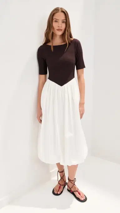LE BOP Gracie Dress Chocolate Rib/White | Thumbnail 2 LE BOP Gracie Dress Chocolate Rib/White | Thumbnail 2