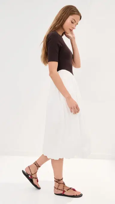 LE BOP Gracie Dress Chocolate Rib/White | Thumbnail 4 LE BOP Gracie Dress Chocolate Rib/White | Thumbnail 4