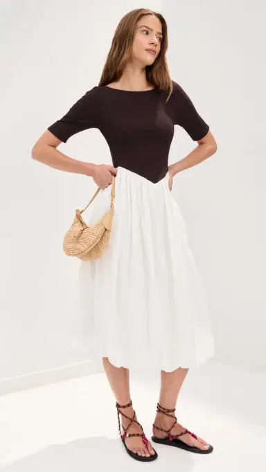 LE BOP Gracie Dress Chocolate Rib/White | Thumbnail 5 LE BOP Gracie Dress Chocolate Rib/White | Thumbnail 5