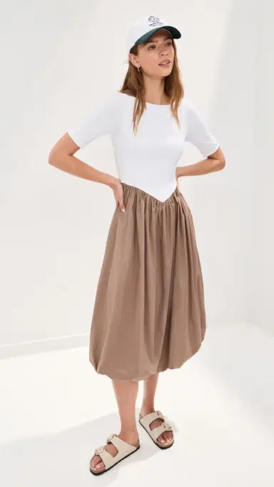 LE BOP Gracie Dress Off White Rib/Latte | Thumbnail 2 LE BOP Gracie Dress Off White Rib/Latte | Thumbnail 2