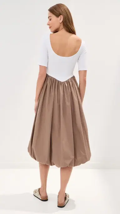LE BOP Gracie Dress Off White Rib/Latte | Thumbnail 3 LE BOP Gracie Dress Off White Rib/Latte | Thumbnail 3