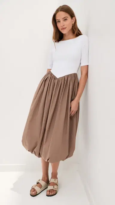 LE BOP Gracie Dress Off White Rib/Latte | Thumbnail 5 LE BOP Gracie Dress Off White Rib/Latte | Thumbnail 5