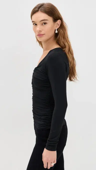 susana monaco V Neck Long Sleeve Top Black | Thumbnail 4 susana monaco V Neck Long Sleeve Top Black | Thumbnail 4