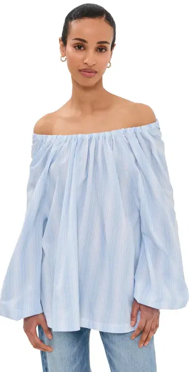 Marni Striped Poplin Top Light Blue | Thumbnail 1 Marni Striped Poplin Top Light Blue | Thumbnail 1