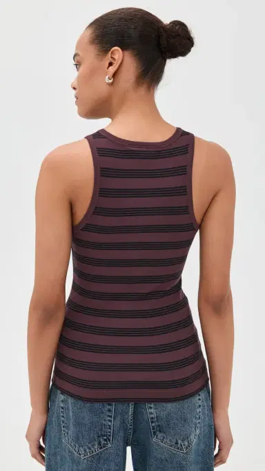 GANNI Soft Cotton Rib Tank Top Chocolate Plum | Thumbnail 3 GANNI Soft Cotton Rib Tank Top Chocolate Plum | Thumbnail 3