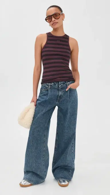 GANNI Soft Cotton Rib Tank Top Chocolate Plum | Thumbnail 5 GANNI Soft Cotton Rib Tank Top Chocolate Plum | Thumbnail 5