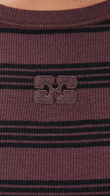 GANNI Soft Cotton Rib Tank Top Chocolate Plum | Thumbnail 6 GANNI Soft Cotton Rib Tank Top Chocolate Plum | Thumbnail 6