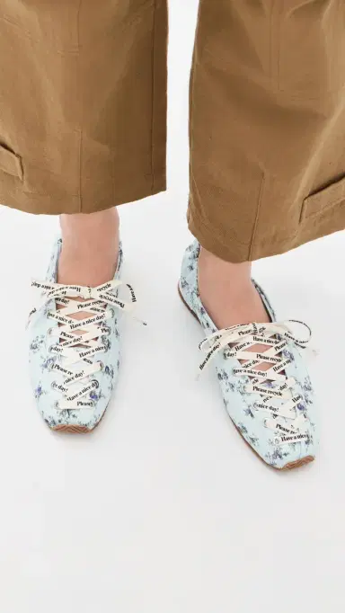 GANNI Lace Up Sporty Ballerina Flats Iced Aqua | Thumbnail 2 GANNI Lace Up Sporty Ballerina Flats Iced Aqua | Thumbnail 2