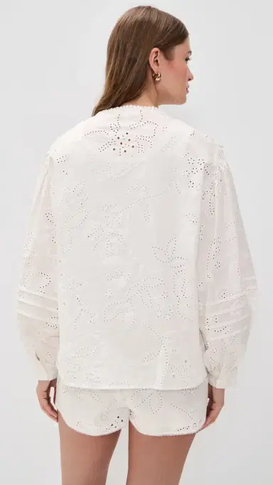 Bailey Rose Eyelet ong Sleeve Blouse Off White | Thumbnail 3 Bailey Rose Eyelet ong Sleeve Blouse Off White | Thumbnail 3