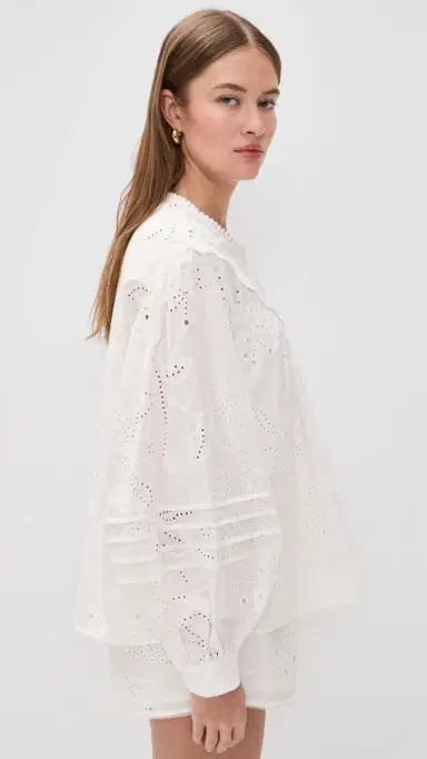 Bailey Rose Eyelet ong Sleeve Blouse Off White | Thumbnail 4 Bailey Rose Eyelet ong Sleeve Blouse Off White | Thumbnail 4