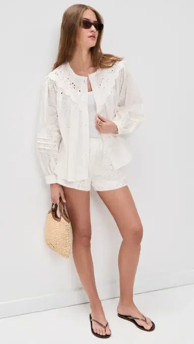 Bailey Rose Eyelet ong Sleeve Blouse Off White | Thumbnail 5 Bailey Rose Eyelet ong Sleeve Blouse Off White | Thumbnail 5
