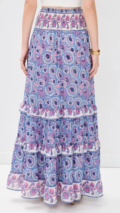 Bell Paris Maxi Skirt Blue with Pink Flower | Thumbnail 3 Bell Paris Maxi Skirt Blue with Pink Flower | Thumbnail 3