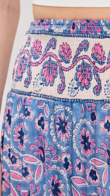 Bell Paris Maxi Skirt Blue with Pink Flower | Thumbnail 6 Bell Paris Maxi Skirt Blue with Pink Flower | Thumbnail 6