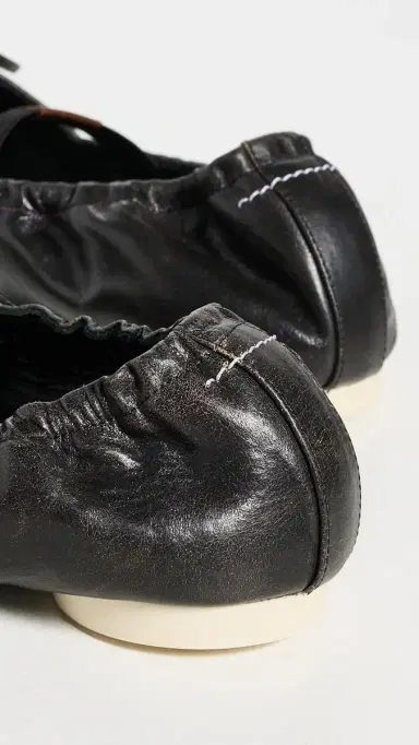 MM6 Maison Margiela Square Toe Leather Ballerina Flats Black/Doe Brown | Thumbnail 4 MM6 Maison Margiela Square Toe Leather Ballerina Flats Black/Doe Brown | Thumbnail 4