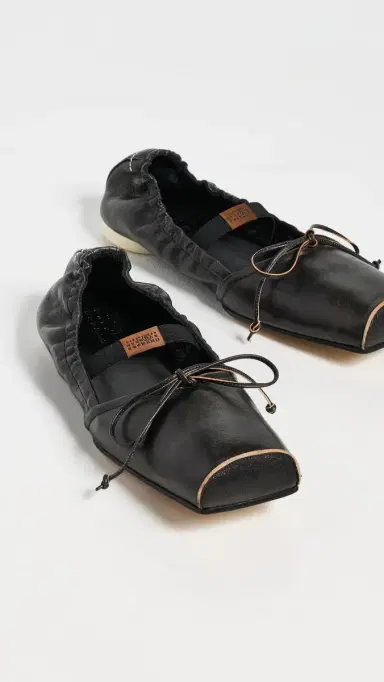 MM6 Maison Margiela Square Toe Leather Ballerina Flats Black/Doe Brown | Thumbnail 5 MM6 Maison Margiela Square Toe Leather Ballerina Flats Black/Doe Brown | Thumbnail 5