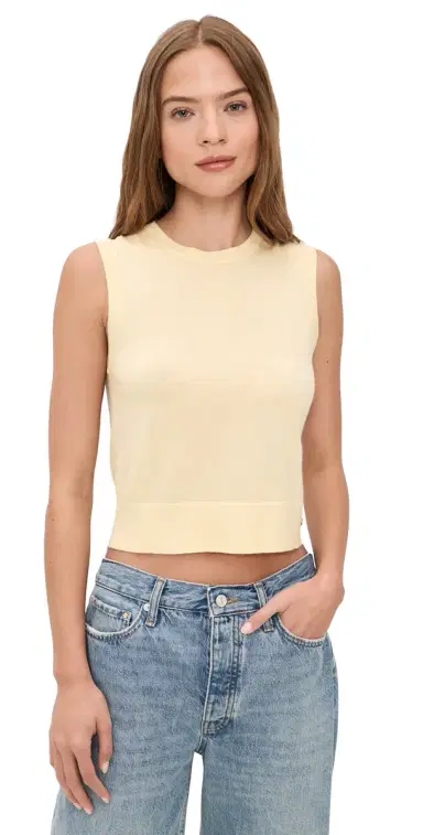 ANINE BING oni Crop Tank Top Butter Yellow | Thumbnail 1 ANINE BING oni Crop Tank Top Butter Yellow | Thumbnail 1