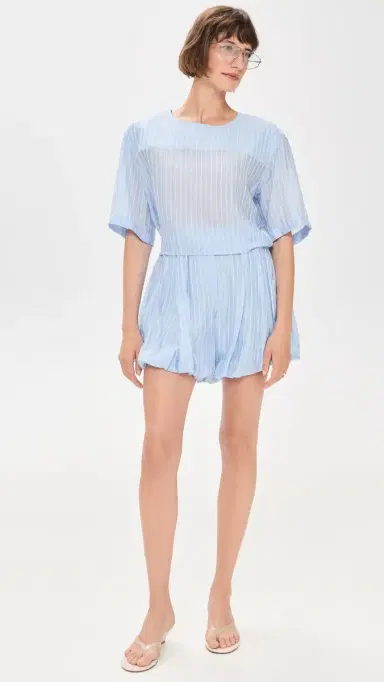 The Latest Dafne Stripe Bubble Shorts Light Blue | Thumbnail 5 The Latest Dafne Stripe Bubble Shorts Light Blue | Thumbnail 5