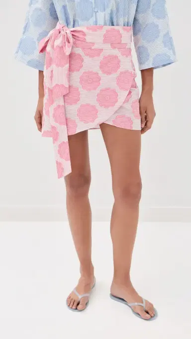 La Vie Style House Mod Flower Pink Mini Wrap Skirt Pink One Size | Thumbnail 2 La Vie Style House Mod Flower Pink Mini Wrap Skirt Pink One Size | Thumbnail 2