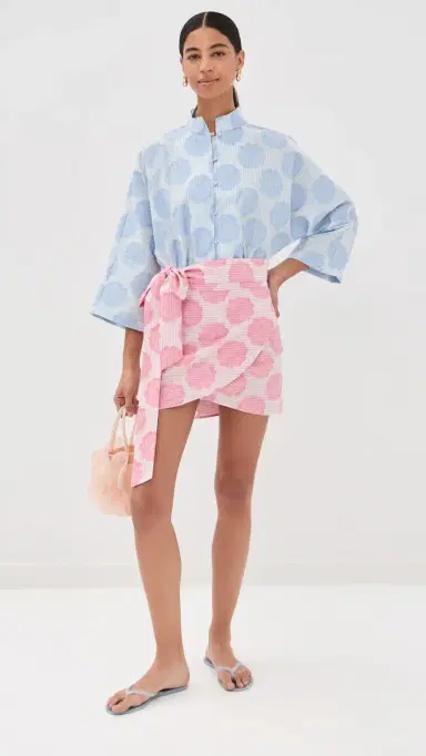 La Vie Style House Mod Flower Pink Mini Wrap Skirt Pink One Size | Thumbnail 5 La Vie Style House Mod Flower Pink Mini Wrap Skirt Pink One Size | Thumbnail 5