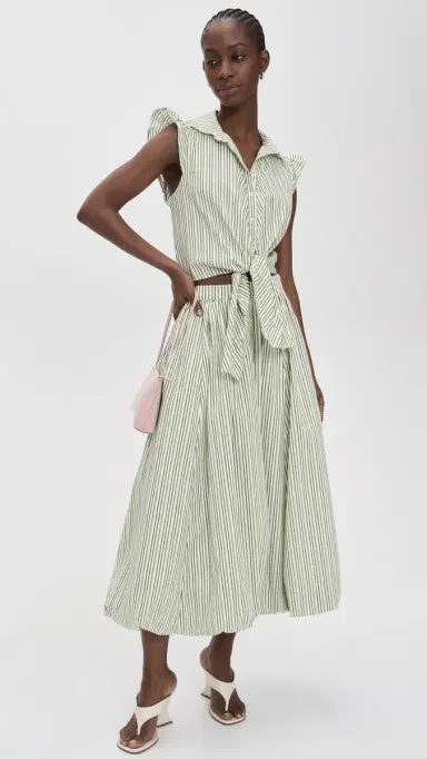 Cinq à Sept Striped Cellah Bubble Skirt /Lime | Thumbnail 5 Cinq à Sept Striped Cellah Bubble Skirt /Lime | Thumbnail 5