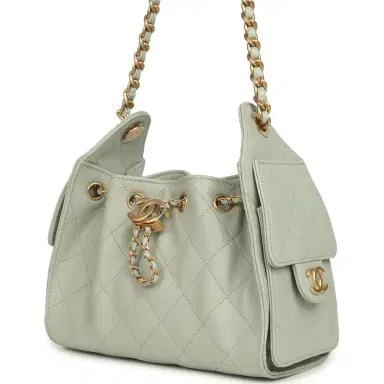Chanel Chanel Mini 25 Hobo Bag Light Green Caviar Antique Gold Hardware | Thumbnail 5 Chanel Chanel Mini 25 Hobo Bag Light Green Caviar Antique Gold Hardware | Thumbnail 5