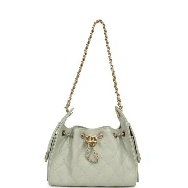 Chanel Chanel Mini 25 Hobo Bag Light Green Caviar Antique Gold Hardware | Thumbnail 7 Chanel Chanel Mini 25 Hobo Bag Light Green Caviar Antique Gold Hardware | Thumbnail 7