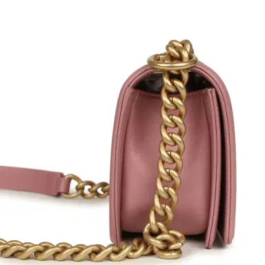 Chanel Chanel Small Boy Bag Pink Iridescent Lambskin Antique Gold Hardware | Thumbnail 3 Chanel Chanel Small Boy Bag Pink Iridescent Lambskin Antique Gold Hardware | Thumbnail 3