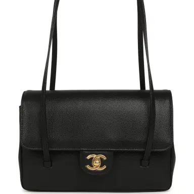 Chanel Chanel Small Preppy Coco Clutch with Straps Black Shiny Caviar Brushed Gold Hardware | Thumbnail 1 Chanel Chanel Small Preppy Coco Clutch with Straps Black Shiny Caviar Brushed Gold Hardware | Thumbnail 1