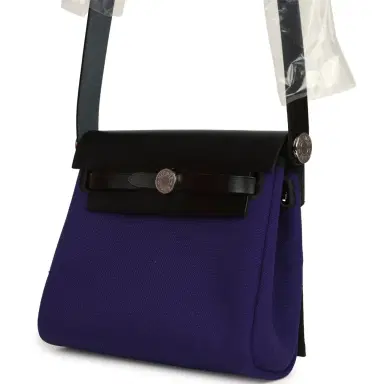 HERMÈS Hermes Herbag Zip 20 Mini Purple Toile Militaire Canvas and Black Vache Hunter Palladium Hardware | Thumbnail 5 HERMÈS Hermes Herbag Zip 20 Mini Purple Toile Militaire Canvas and Black Vache Hunter Palladium Hardware | Thumbnail 5