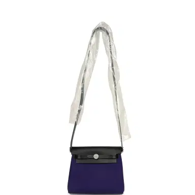 HERMÈS Hermes Herbag Zip 20 Mini Purple Toile Militaire Canvas and Black Vache Hunter Palladium Hardware | Thumbnail 7 HERMÈS Hermes Herbag Zip 20 Mini Purple Toile Militaire Canvas and Black Vache Hunter Palladium Hardware | Thumbnail 7
