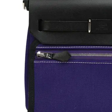 HERMÈS Hermes Herbag Zip 20 Mini Purple Toile Militaire Canvas and Black Vache Hunter Palladium Hardware | Thumbnail 9 HERMÈS Hermes Herbag Zip 20 Mini Purple Toile Militaire Canvas and Black Vache Hunter Palladium Hardware | Thumbnail 9