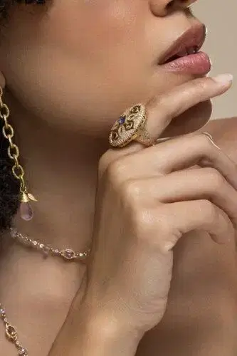 Coomi Pink Tourmaline Tanzanite Trinetra Oval Ring | Thumbnail 3 Coomi Pink Tourmaline Tanzanite Trinetra Oval Ring | Thumbnail 3