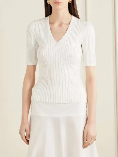 Theory Pointelle-knit Crepe T-shirt | Thumbnail 3 Theory Pointelle-knit Crepe T-shirt | Thumbnail 3