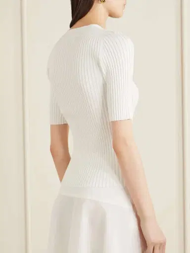Theory Pointelle-knit Crepe T-shirt | Thumbnail 4 Theory Pointelle-knit Crepe T-shirt | Thumbnail 4