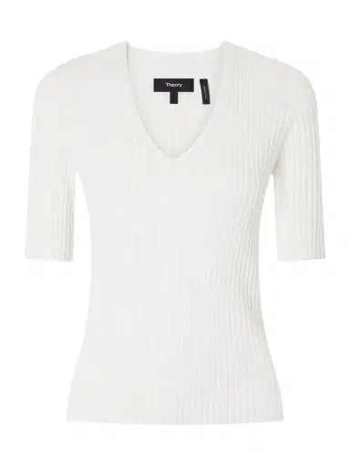 Theory Pointelle-knit Crepe T-shirt | Thumbnail 1 Theory Pointelle-knit Crepe T-shirt | Thumbnail 1