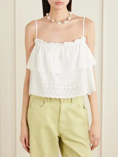 Veronica Beard Oseanna Ruffled Broderie Anglaise Cotton Top | Thumbnail 3 Veronica Beard Oseanna Ruffled Broderie Anglaise Cotton Top | Thumbnail 3