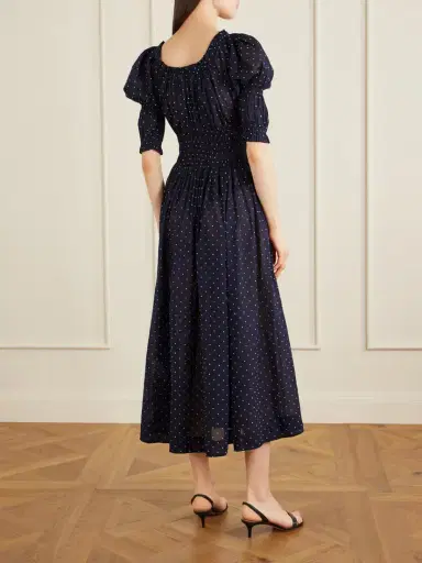 DÔEN Ischia Shirred Polka-dot Organic Cotton-voile Midi Dress | Thumbnail 3 DÔEN Ischia Shirred Polka-dot Organic Cotton-voile Midi Dress | Thumbnail 3
