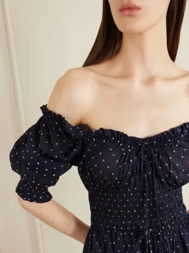 DÔEN Ischia Shirred Polka-dot Organic Cotton-voile Midi Dress | Thumbnail 4 DÔEN Ischia Shirred Polka-dot Organic Cotton-voile Midi Dress | Thumbnail 4