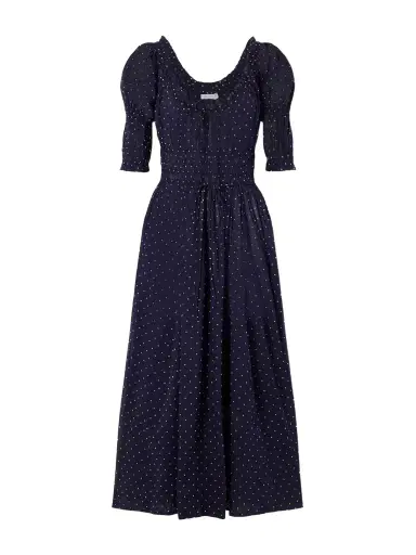 DÔEN Ischia Shirred Polka-dot Organic Cotton-voile Midi Dress | Thumbnail 1 DÔEN Ischia Shirred Polka-dot Organic Cotton-voile Midi Dress | Thumbnail 1