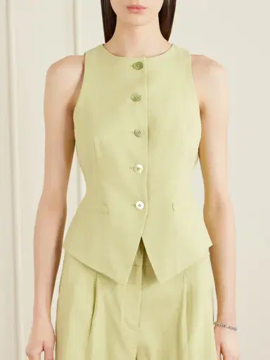 Veronica Beard Hartwell Linen-blend Twill Vest | Thumbnail 3 Veronica Beard Hartwell Linen-blend Twill Vest | Thumbnail 3