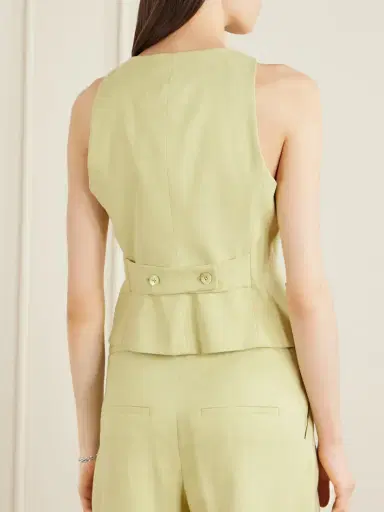 Veronica Beard Hartwell Linen-blend Twill Vest | Thumbnail 4 Veronica Beard Hartwell Linen-blend Twill Vest | Thumbnail 4