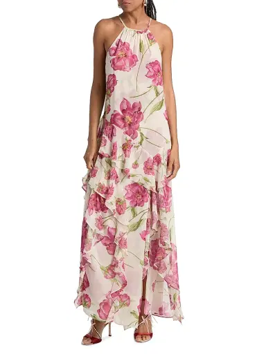 MISA Los Angeles Women's Novah Floral Ruffle Maxi Dress - Fuchsia Blooms | Thumbnail 3 MISA Los Angeles Women's Novah Floral Ruffle Maxi Dress - Fuchsia Blooms | Thumbnail 3