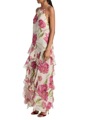 MISA Los Angeles Women's Novah Floral Ruffle Maxi Dress - Fuchsia Blooms | Thumbnail 4 MISA Los Angeles Women's Novah Floral Ruffle Maxi Dress - Fuchsia Blooms | Thumbnail 4