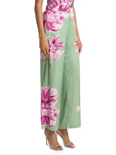 Misa Los Angeles Women's Izzie Floral Satin High-Rise Wide-Leg Pants - Large Flora - Size XS | Thumbnail 4 Misa Los Angeles Women's Izzie Floral Satin High-Rise Wide-Leg Pants - Large Flora - Size XS | Thumbnail 4
