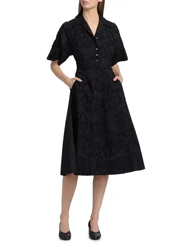 3.1 Phillip Lim Women's 3D Floral Embroiered Cotton-Blend Midi-Shirtdress | Thumbnail 2 3.1 Phillip Lim Women's 3D Floral Embroiered Cotton-Blend Midi-Shirtdress | Thumbnail 2