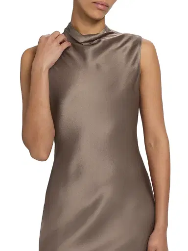 Lapointe Women's Mock Turtleneck Satin A-Line Maxi Dress | Thumbnail 6 Lapointe Women's Mock Turtleneck Satin A-Line Maxi Dress | Thumbnail 6
