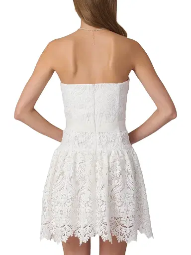 Shoshanna Women's Ester Lace Strapless Minidress - Porcelain | Thumbnail 3 Shoshanna Women's Ester Lace Strapless Minidress - Porcelain | Thumbnail 3