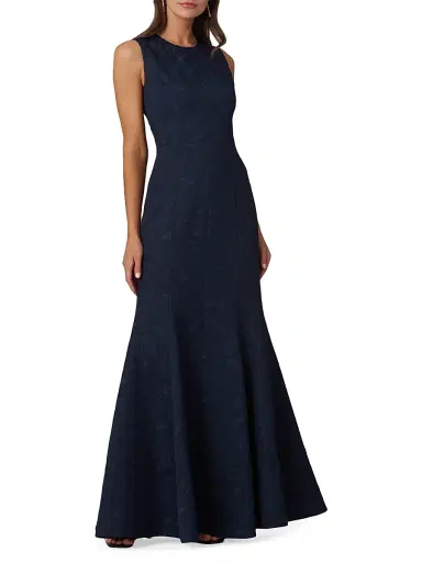 Shoshanna Women's Wilson Jacquard Mermaid Gown - Deep Navy - Size 2 | Thumbnail 2 Shoshanna Women's Wilson Jacquard Mermaid Gown - Deep Navy - Size 2 | Thumbnail 2