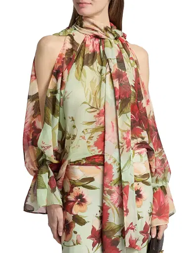 Chiara Boni La Petite Robe Women's Slawa Floral Print Georgette Blouse | Thumbnail 3 Chiara Boni La Petite Robe Women's Slawa Floral Print Georgette Blouse | Thumbnail 3